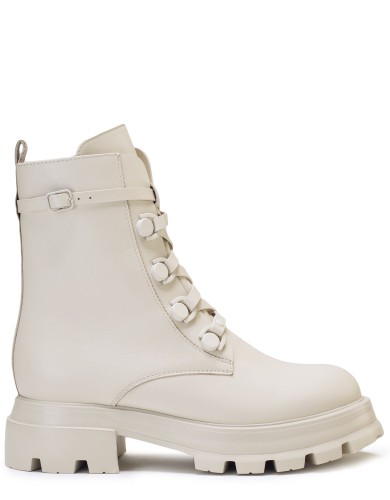 Бежевые кожаные демисезонные ботинки 