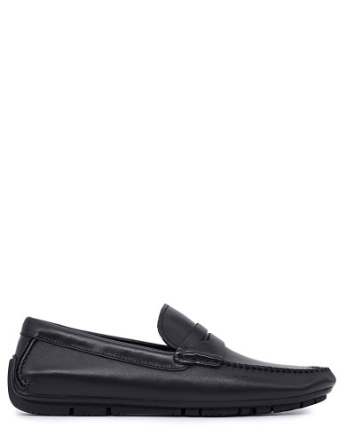 Чорні шкіряні демісезонні мокасини