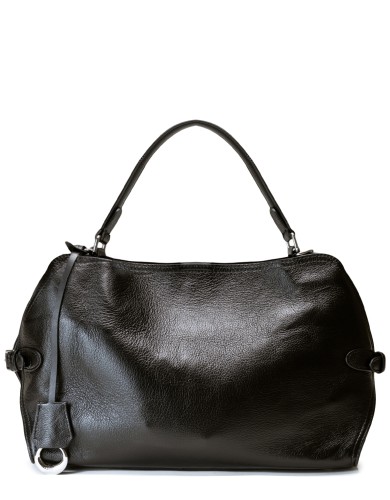 Черная кожаная средняя женская сумка