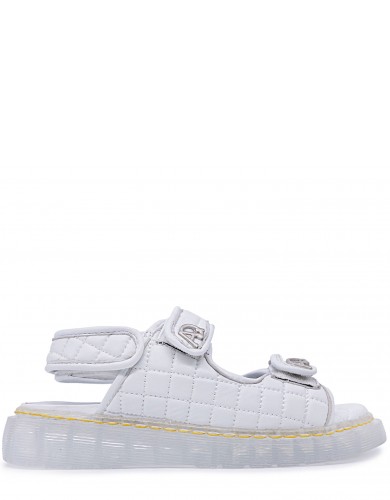 Белые кожаные летние босоножки