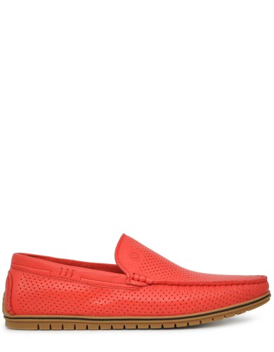 Червоні шкіряні літні мокасини