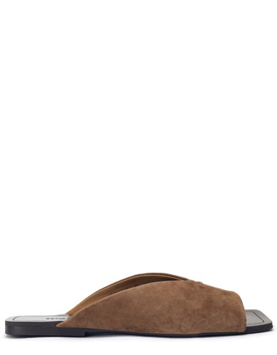 Коричневые замшевые летние шлепанцы