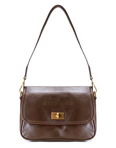 Коричневая кожаная маленькая женская сумка