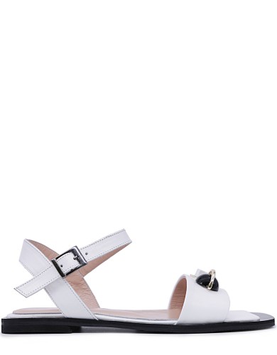 Белые кожаные летние босоножки