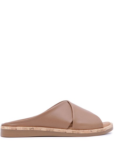 Коричневые кожаные летние шлепанцы