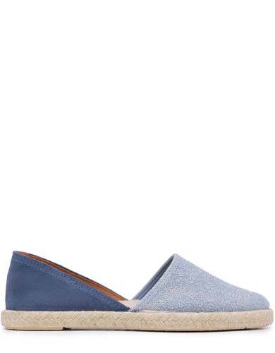 Голубые кожаные балетки