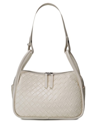 Бежевая кожаная средняя женская сумка