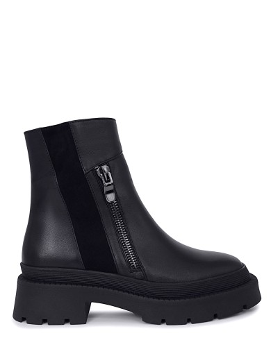 Черные кожаные демисезонные ботинки