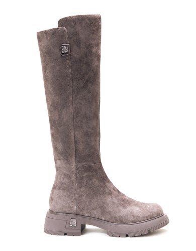 Серые  замшевые демисезонные сапоги