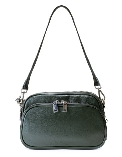 Зеленая кожаная маленькая женская сумка