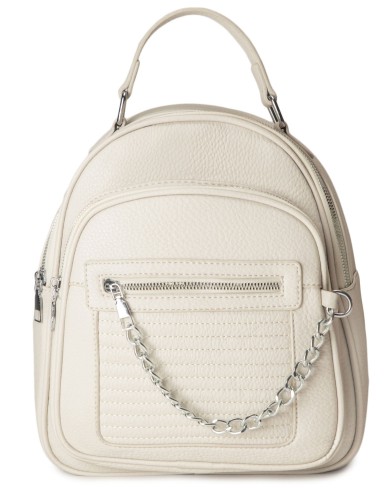 Бежевый кожаный «эко» рюкзак