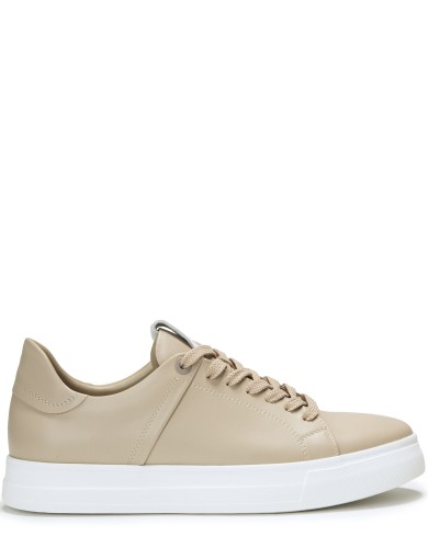 Бежеві шкіряні демісезонні кеди