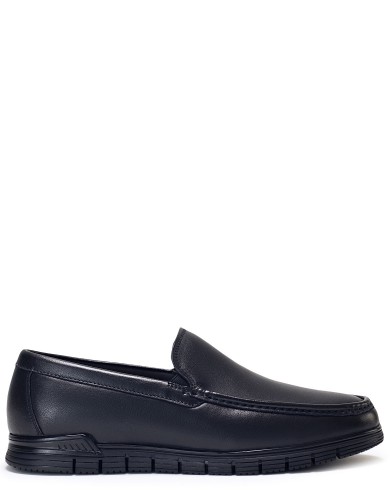 Черные кожаные зимние мокасины