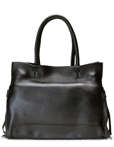 Черная кожаная средняя женская сумка