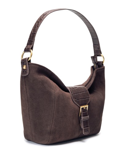 Коричнева шкіряна середня жіноча сумка