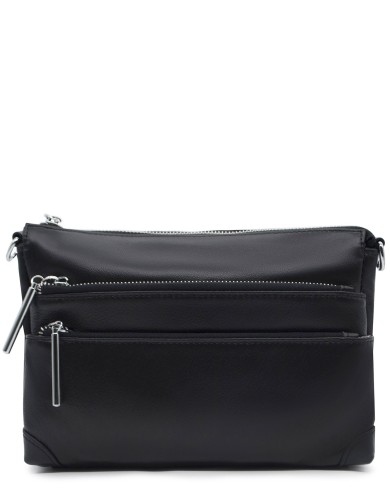 Черная кожаная маленькая женская сумка