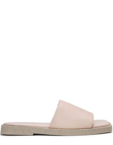 Бежевые кожаные летние шлепанцы