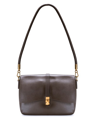 Коричневая кожаная маленькая женская сумка