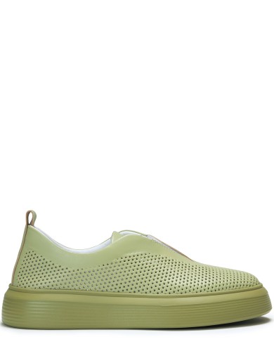 Зелені шкіряні літні  сліпони