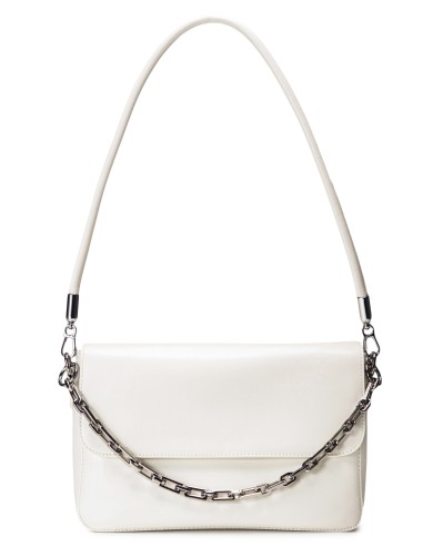 Белая кожаная маленькая женская сумка