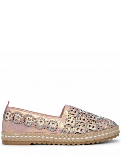 Розоовые кожаные летние слипоны