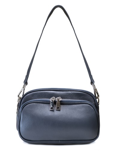 Синяя кожаная маленькая женская сумка