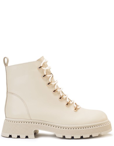 Бежевые кожаные демисезонные ботинки 