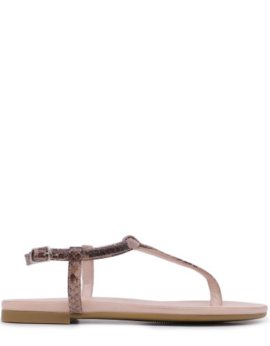 Пудровые кожаные летние сандалии