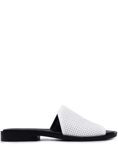 Белые кожаные летние шлепанцы