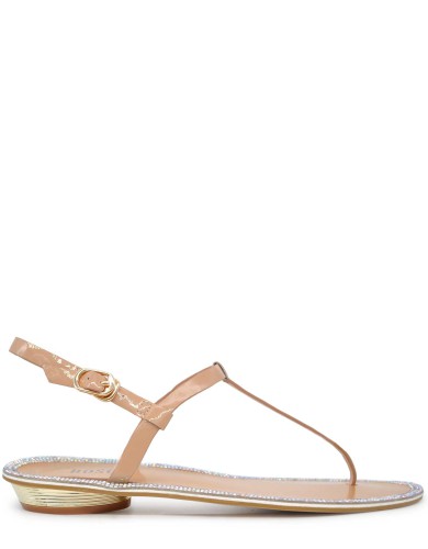 Бежевые лаковые сандалии