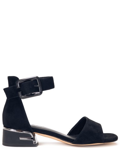 Черные замшевые летние босоножки