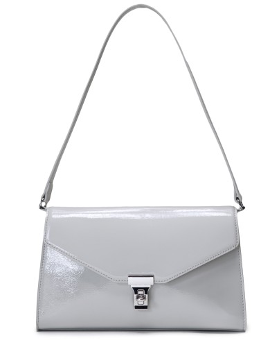 Серая лаковая маленькая женская сумка