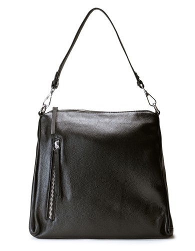 Черная кожаная средняя женская сумка