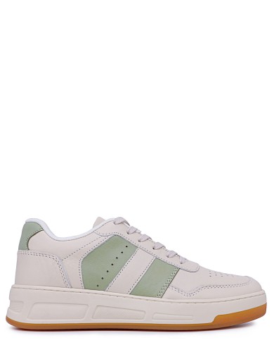 Бежевые кожаные демисезонные  кеды