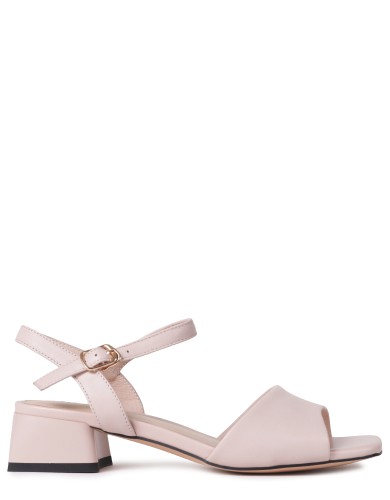 Пудровые кожаные летние босоножки