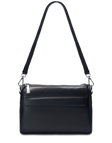 Черная кожаная маленькая женская сумка