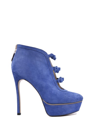 Синие замшевые демисезонные туфли на каблуке 