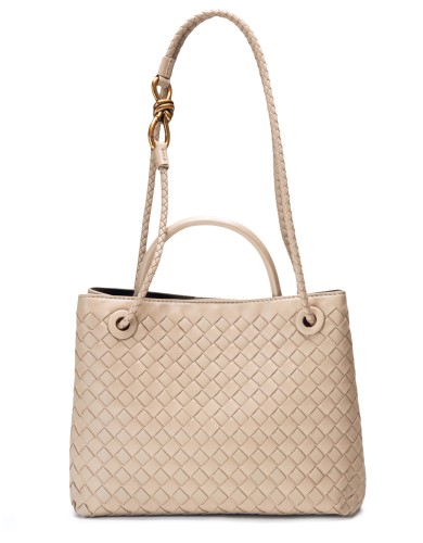 Бежевая кожаная средняя женская сумка