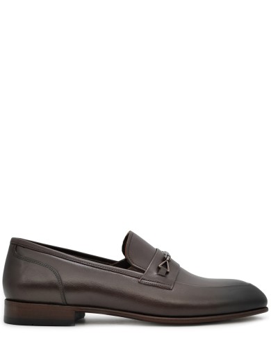 Коричневые кожаные демисезонные лоферы