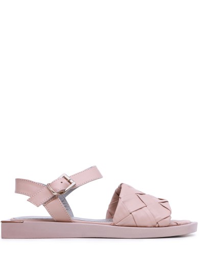 Бежевые кожаные летние босоножки