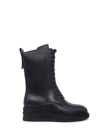 Чорні  шкіряні зимові черевики 