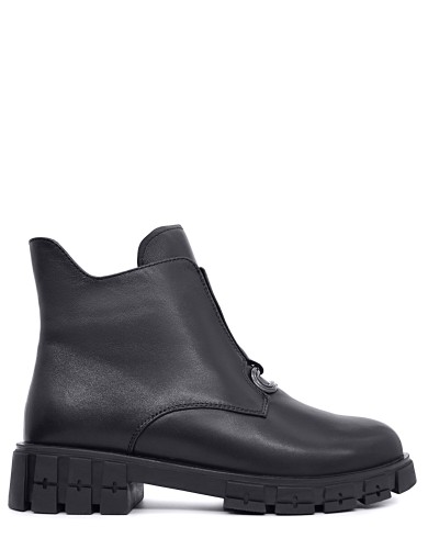 Чорні  шкіряні зимові черевики 