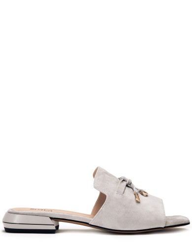 Серые  замшевые летние шлепанцы