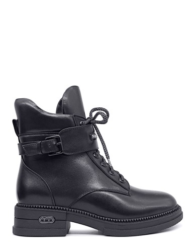 Чорні  шкіряні зимові черевики 