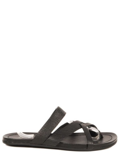 Чорні  шкіряні літні  шльопанці