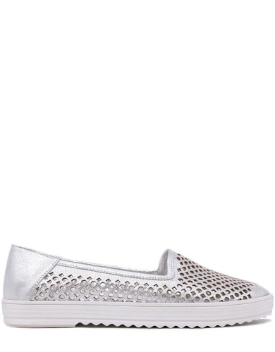 Срібні  шкіряні літні  балетки літні