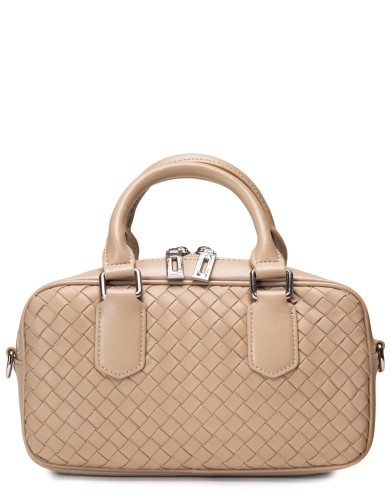 Бежевая кожаная маленькая женская сумка