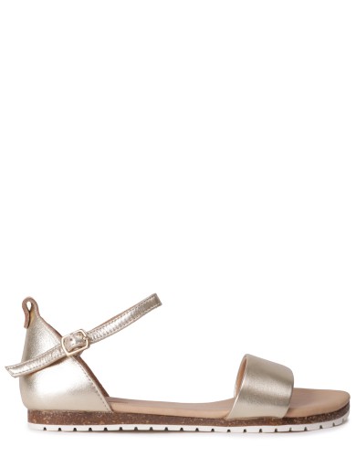 Золотые кожаные летние босоножки