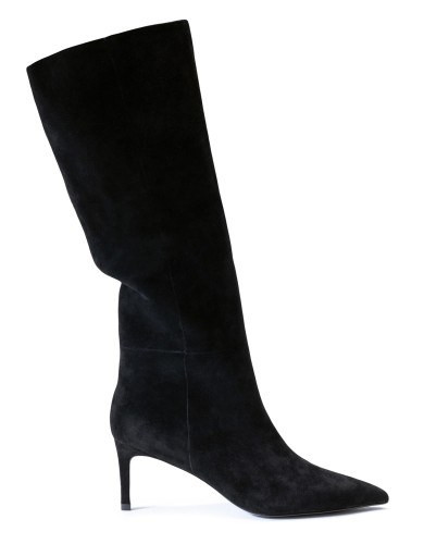 Черные замшевые демисезонные сапоги