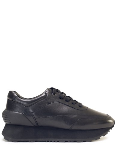 Черные кожаные демисезонные кроссовки 